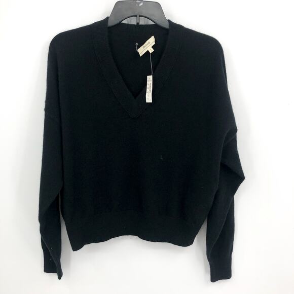 MADEWELL Women's V-Neck Sweater Medium Black (Re)sponsible 100% Cashmere NWT - Picture 1 of 13